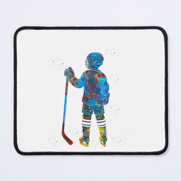 Item preview, Little Boy Ice Hockey Player Watercolor Art designed and sold by Liededrom..