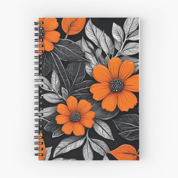 Item preview, Vibrant Orange Flowers on Black — Monochromatic Floral Seamless Pattern designed and sold by LYAN-STORE.