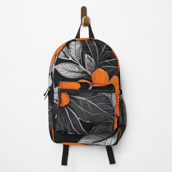 Item preview, Vibrant Orange Flowers on Black — Monochromatic Floral Seamless Pattern designed and sold by LYAN-STORE.