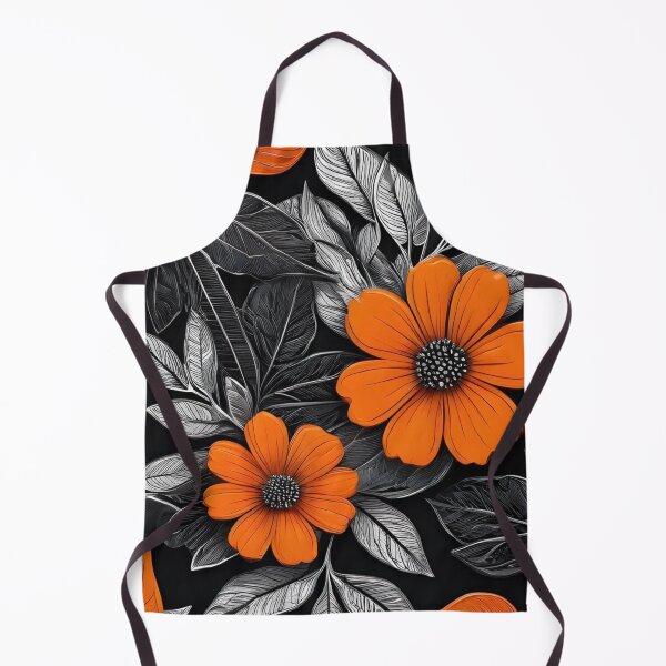 Item preview, Vibrant Orange Flowers on Black — Monochromatic Floral Seamless Pattern designed and sold by LYAN-STORE.
