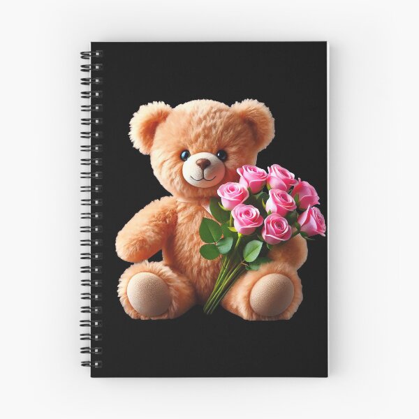 Item preview, Adorable Cuddly Teddy Bear with Pink Roses on BlackShapes Mania designed and sold by Shapes-Mania.