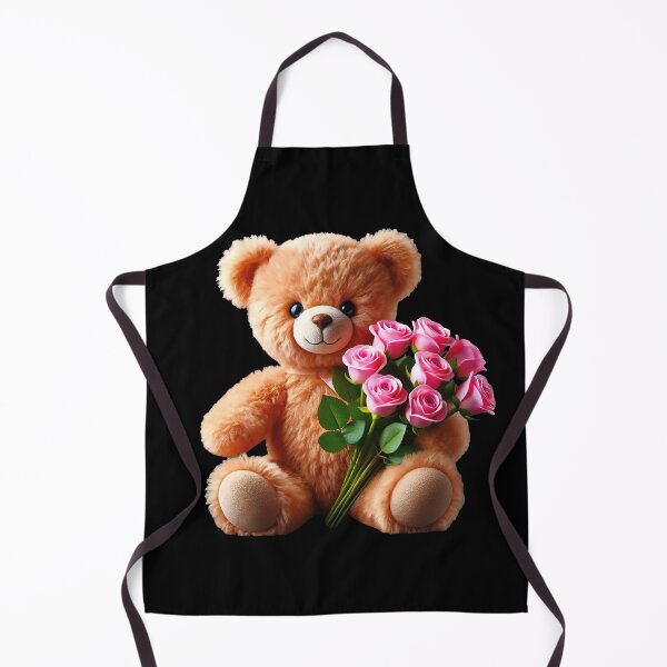 Item preview, Adorable Cuddly Teddy Bear with Pink Roses on BlackShapes Mania designed and sold by Shapes-Mania.