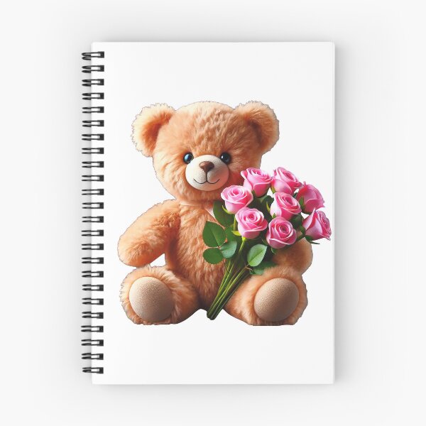 Item preview, Adorable Cuddly Teddy Bear with Pink Roses Shapes Mania designed and sold by Shapes-Mania.