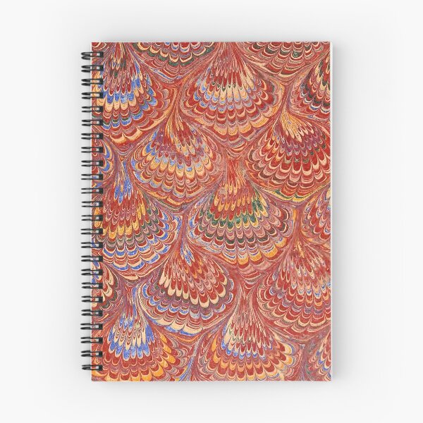 Item preview, Vintage Peacock Marbled Paper Red & Gold designed and sold by footnotes-club.
