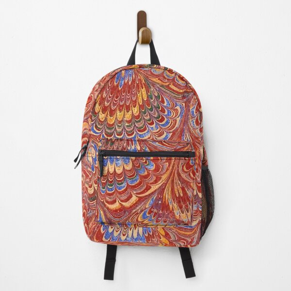 Item preview, Vintage Peacock Marbled Paper Red & Gold designed and sold by footnotes-club.