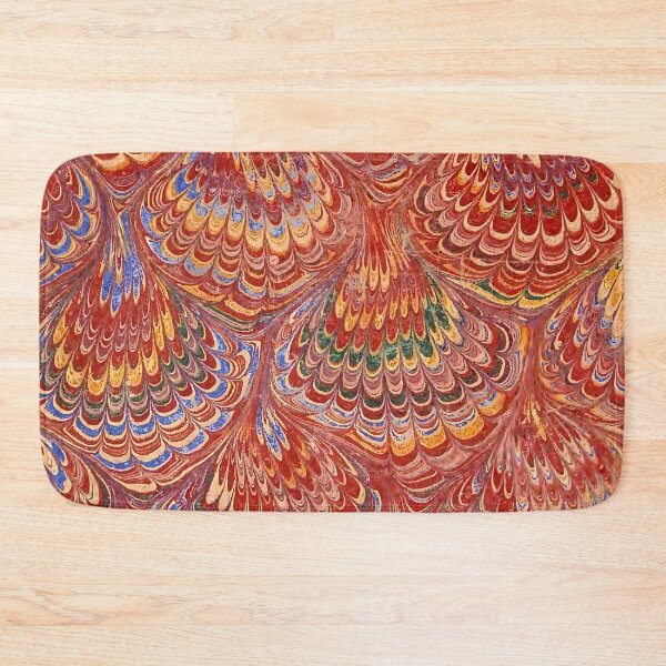 Item preview, Vintage Peacock Marbled Paper Red & Gold designed and sold by footnotes-club.