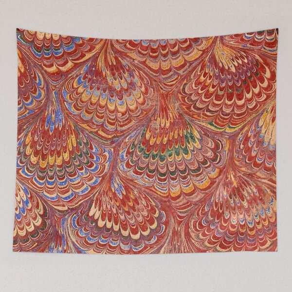 Item preview, Vintage Peacock Marbled Paper Red & Gold designed and sold by footnotes-club.