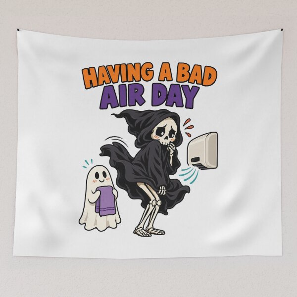 Item preview, Having a Bad Air Day Funny Grim Reaper Halloween Design. designed and sold by The-T-In-Retro.