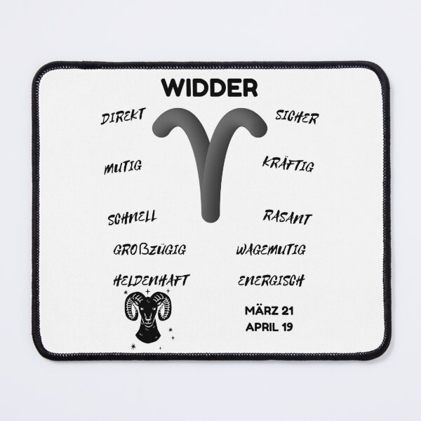 Item preview, Widder Zodiac Sign Astrology Symbol Horoscope - Classic Black & White (German Version) designed and sold by ZODIARA.