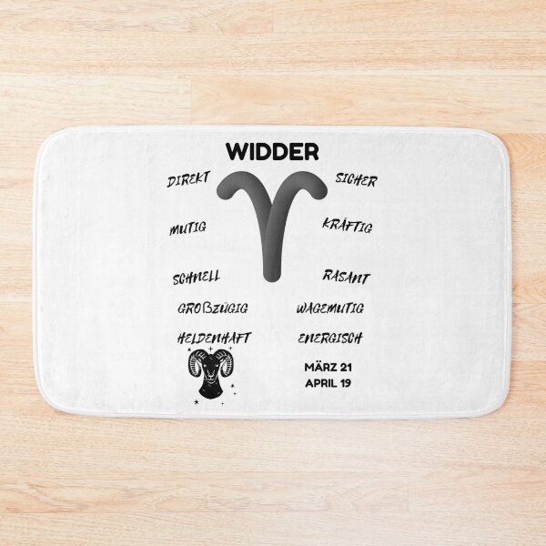 Item preview, Widder Zodiac Sign Astrology Symbol Horoscope - Classic Black & White (German Version) designed and sold by ZODIARA.
