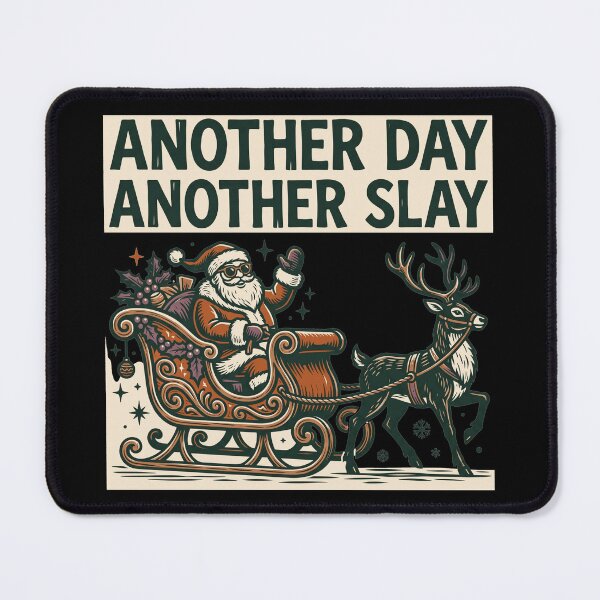 Item preview, Another Day Another Slay Linocut Christmas Sleigh designed and sold by Seeding Serendipity.