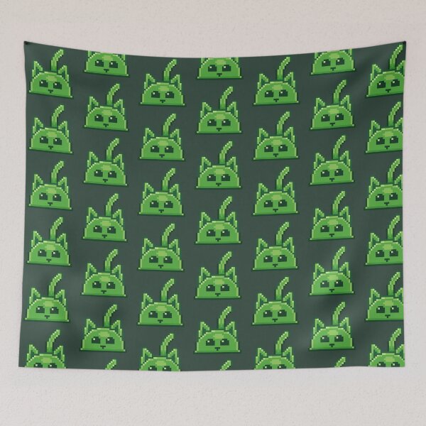 Item preview, Green Cat Slime Pixel Art designed and sold by spicynoodleart.