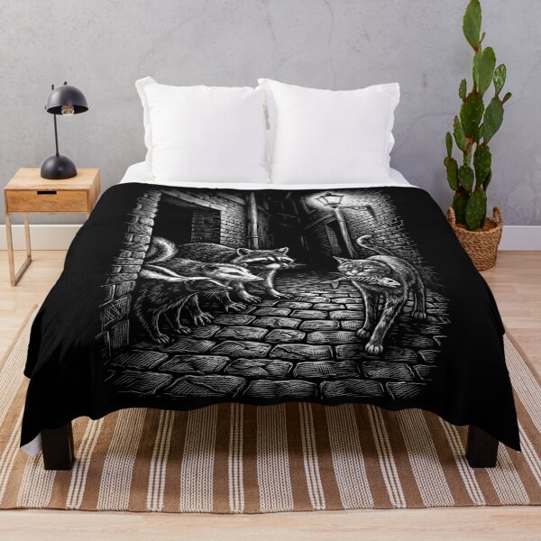 Item preview, Urban Nocturnal Animals Cat Raccoon Skunk Alley Wildlife designed and sold by FolkGraphics.