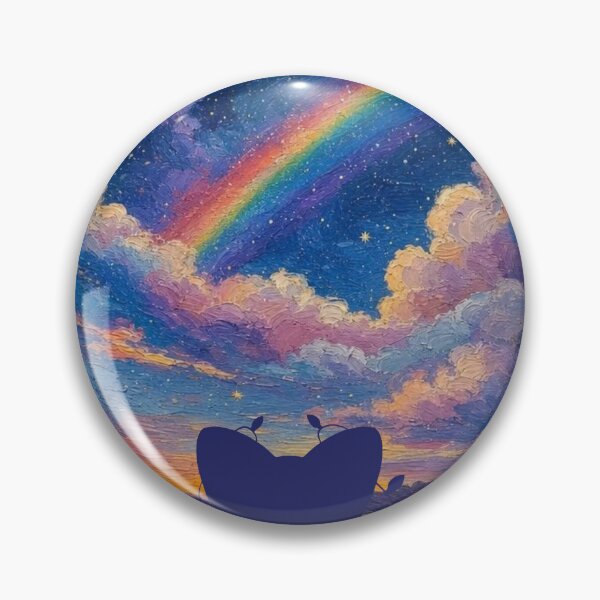 Item preview, Cute Cat Silhouette Watching Rainbow and Starry Galaxy Sky at Night designed and sold by bakosshops.
