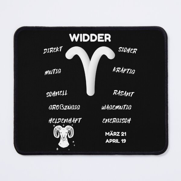Item preview, Widder Zodiac Sign Astrology Symbol Horoscope - Classic White & Black (German Version) designed and sold by ZODIARA.