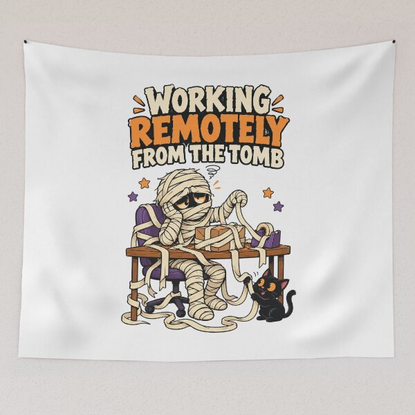 Item preview, Working Remotely From the Tomb Funny Mummy Office Design. designed and sold by The-T-In-Retro.
