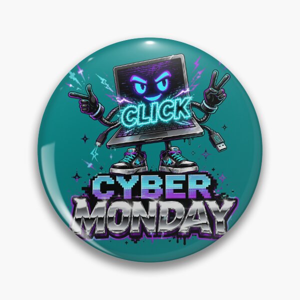 Item preview, Cyber Monday Neon Laptop Mascot Character designed and sold by CloudyCatArt.