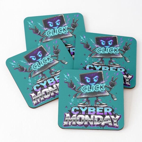 Item preview, Cyber Monday Neon Laptop Mascot Character designed and sold by CloudyCatArt.