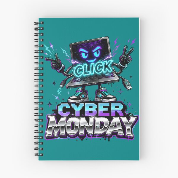 Item preview, Cyber Monday Neon Laptop Mascot Character designed and sold by CloudyCatArt.