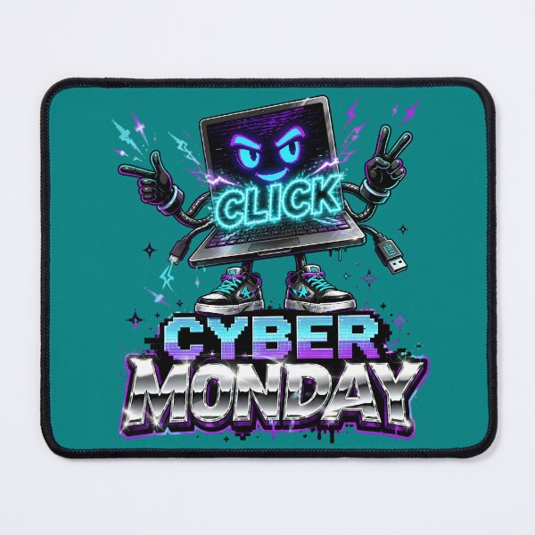 Item preview, Cyber Monday Neon Laptop Mascot Character designed and sold by CloudyCatArt.
