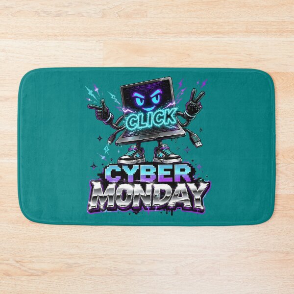 Item preview, Cyber Monday Neon Laptop Mascot Character designed and sold by CloudyCatArt.