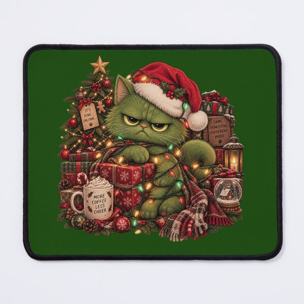 Item preview, Grumpy Christmas Cat More Coffee Less Cheer designed and sold by gvstyle.