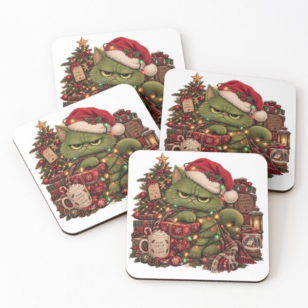 Item preview, Grumpy Christmas Cat More Coffee Less Cheer designed and sold by gvstyle.