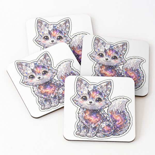 Item preview, Crystal Galaxy Fox Sticker - Giant Faceted Diamond Fox With Orange Nebula designed and sold by Crystal Critters .