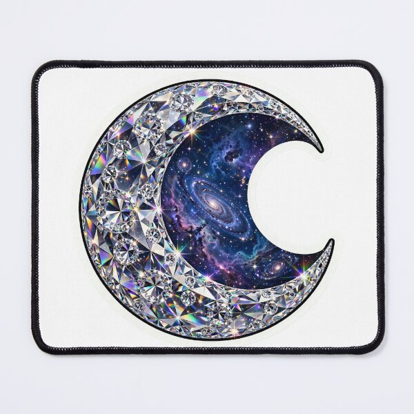 Item preview, Crystal Galaxy Moon Sticker - Giant Faceted Crescent With Spiral Galaxies designed and sold by Crystal Critters .