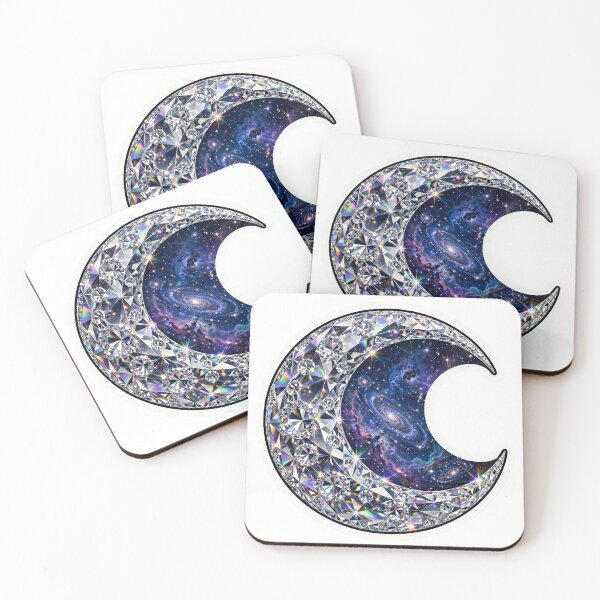 Item preview, Crystal Galaxy Moon Sticker - Giant Faceted Crescent With Spiral Galaxies designed and sold by Crystal Critters .