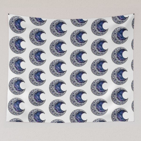Item preview, Crystal Galaxy Moon Sticker - Giant Faceted Crescent With Spiral Galaxies designed and sold by Crystal Critters .