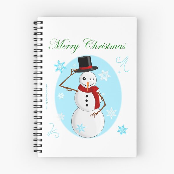 Item preview, Snowman wishing Merry Christmas in script designed and sold by Inkhornmedia.