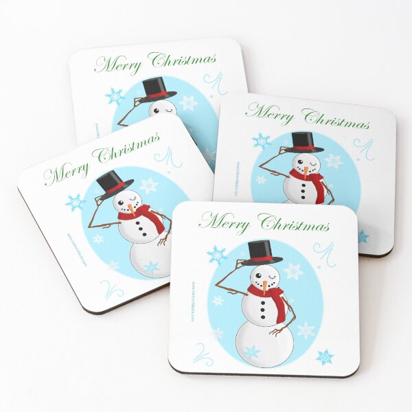 Item preview, Snowman wishing Merry Christmas in script designed and sold by Inkhornmedia.