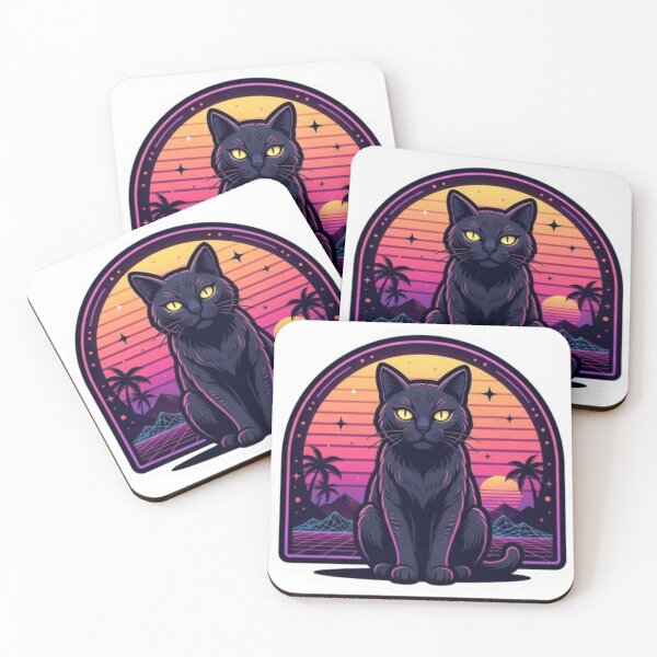 Item preview, Synthwave Black Cat Sunset designed and sold by PrintforDesign.