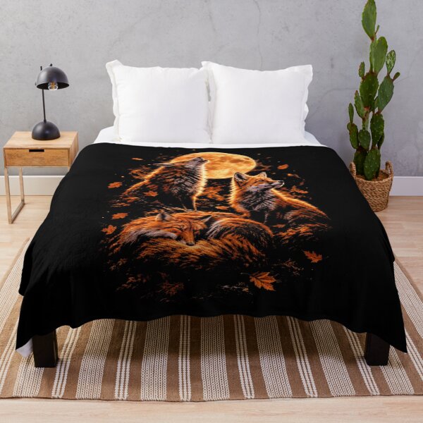 Artikelvorschau, Heulender Fuchs Vollmond Herbst Natur entworfen und verkauft von FolkGraphics.