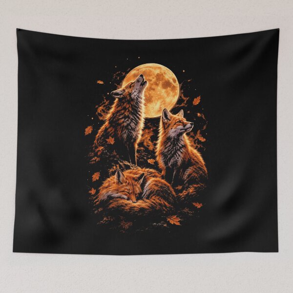 Artikelvorschau, Heulender Fuchs Vollmond Herbst Natur entworfen und verkauft von FolkGraphics.