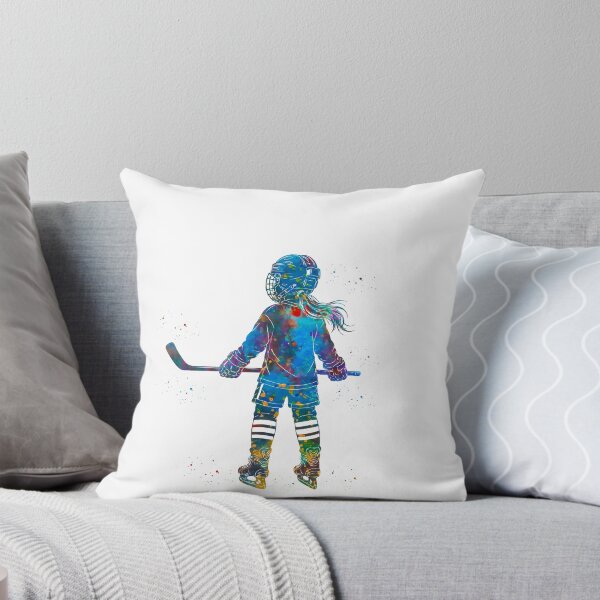 Item preview, Little Girl Ice Hockey Player Watercolor Art designed and sold by Liededrom..