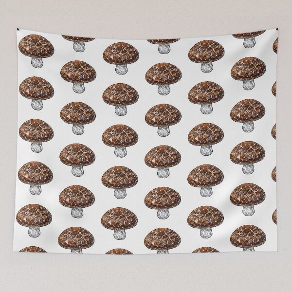 Aperçu de l'œuvre Autocollant en cristal de champignon shiitake - Chapeau craquelé bronze et pied en forme de diamant transparent créée et vendue par FineLineBotanical .