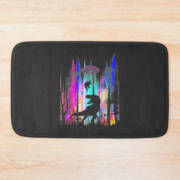 Item preview, Colorful Forest Scene with Alien UFO Abducting a T Rex Dinosaur designed and sold by MoGo2020.