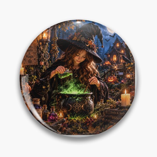Item preview, Witch Making a Magic Potion – Halloween Night designed and sold by NestDesigns01.