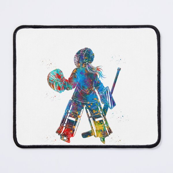Item preview, Little Girl Ice Hockey Goalie Watercolor Art designed and sold by Liededrom..