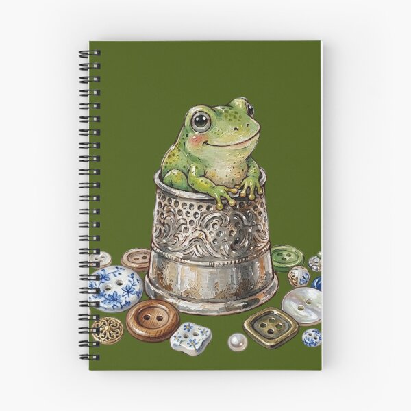 Item preview, Cute Frog in Thimble with Vintage Buttons designed and sold by Merli7.