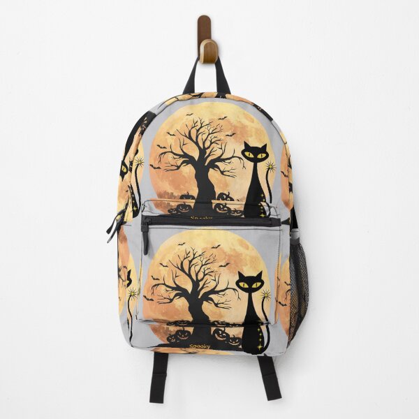 Item preview, Halloween cat with spooky jack o lanterns and harvest moon designed and sold by 247DesignStudio.