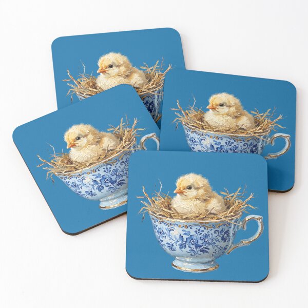 Item preview, Baby Chick in Blue Floral Teacup designed and sold by Merli7.