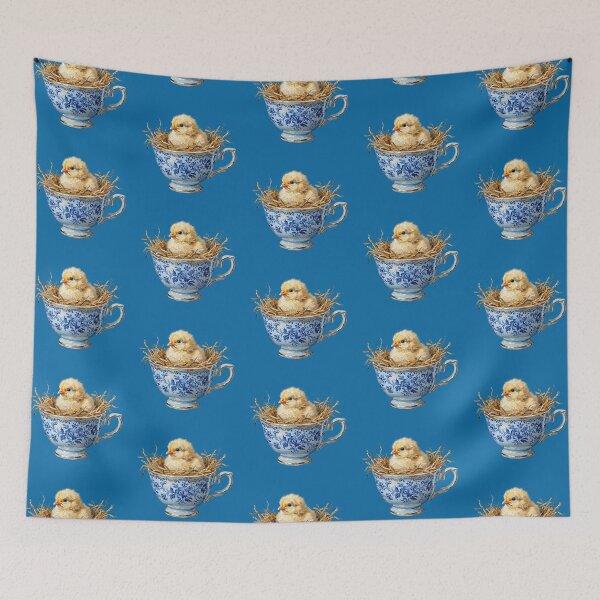 Item preview, Baby Chick in Blue Floral Teacup designed and sold by Merli7.