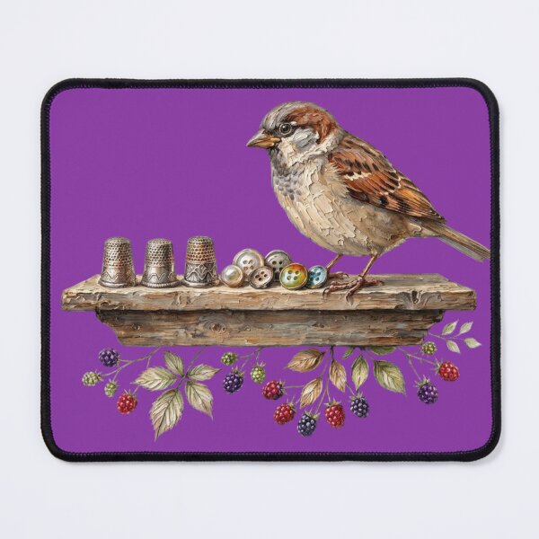 Item preview, Sparrow with Thimbles and Vintage Buttons designed and sold by Merli7.