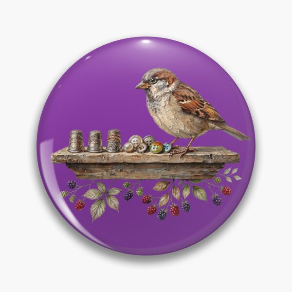 Item preview, Sparrow with Thimbles and Vintage Buttons designed and sold by Merli7.