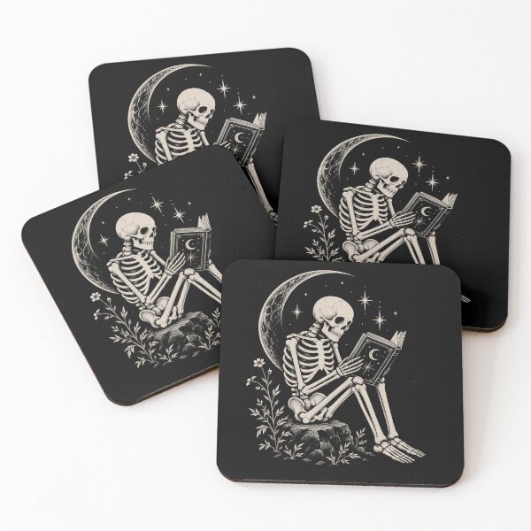 Item preview, Vintage Gothic Skeleton Reading Under Moonlight  designed and sold by Moizento.