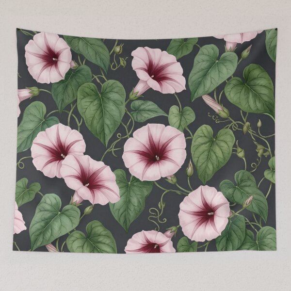 Item preview, Dark Foliage Pink Bindweed Pattern designed and sold by Studio BC.