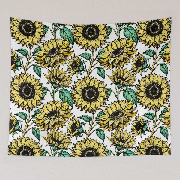 Item preview, Patrón floral decorativo vintage amarillo girasol designed and sold by FemmePod.